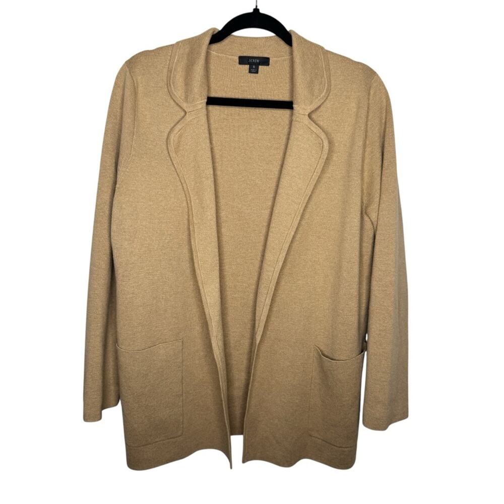 J.CREW / Eloise tan merino wool blend long sleeve sweater blazer jacket / M